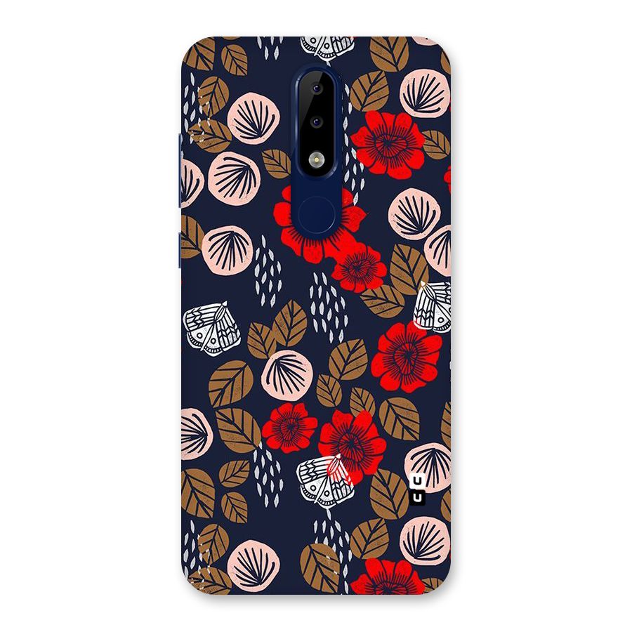 Orange Flora Back Case for Nokia 5.1 Plus