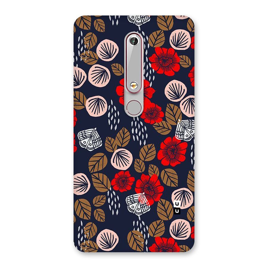 Orange Flora Back Case for Nokia 6.1