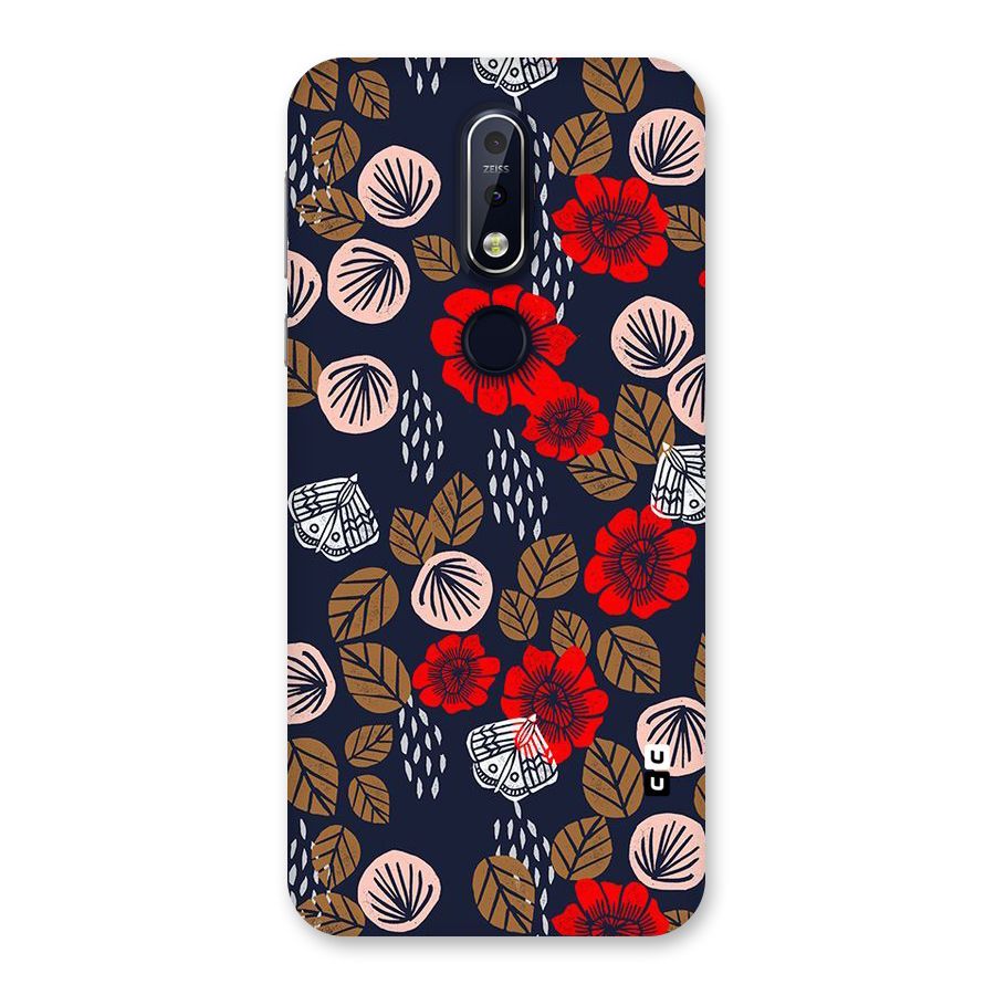 Orange Flora Back Case for Nokia 7.1