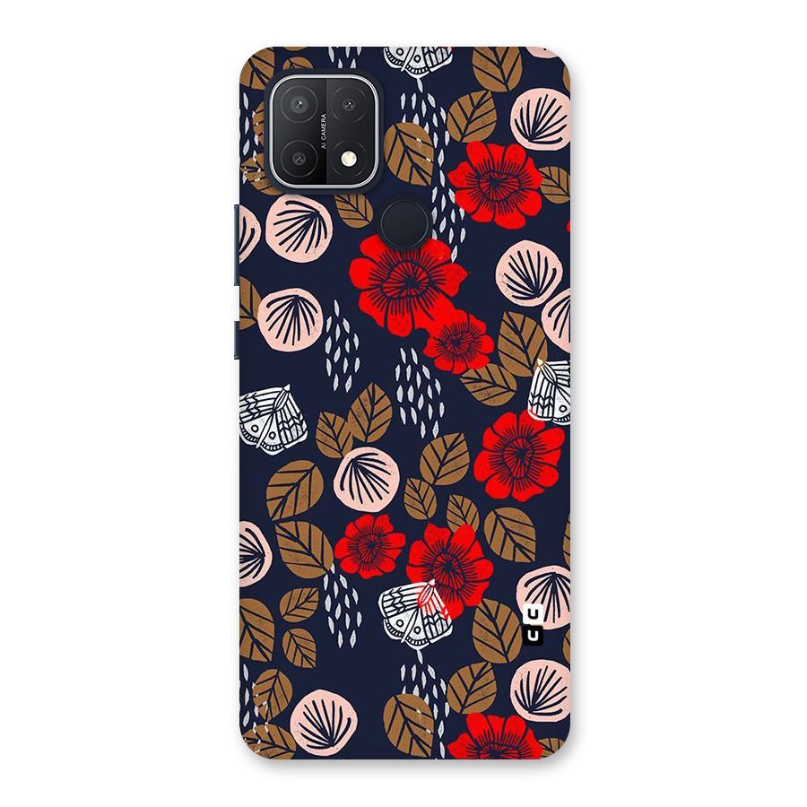 Orange Flora Back Case for Oppo A15s