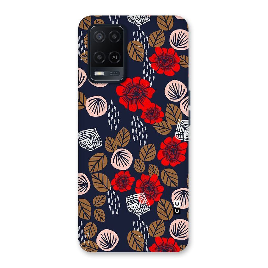 Orange Flora Back Case for Oppo A54