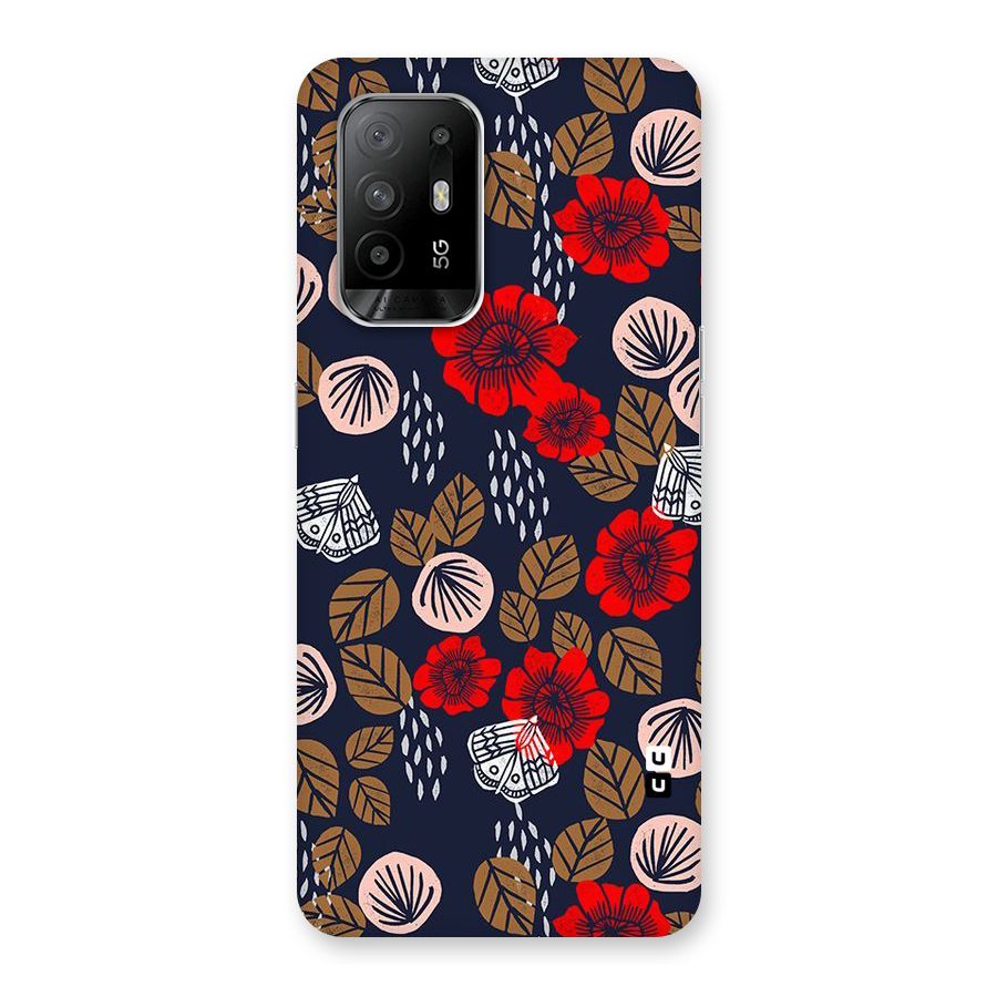 Orange Flora Back Case for Oppo F19 Pro Plus 5G