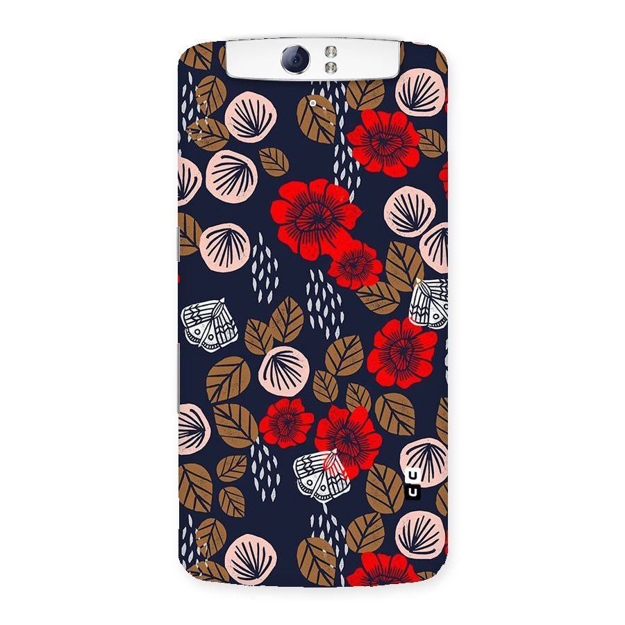 Orange Flora Back Case for Oppo N1