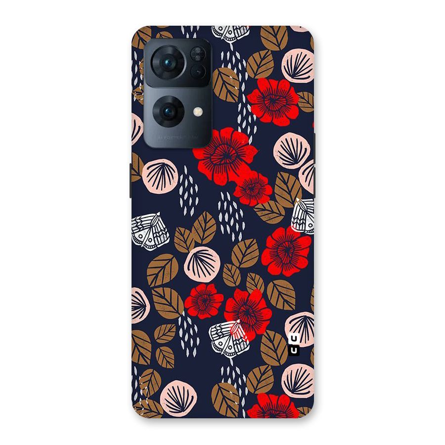 Orange Flora Back Case for Oppo Reno7 Pro 5G