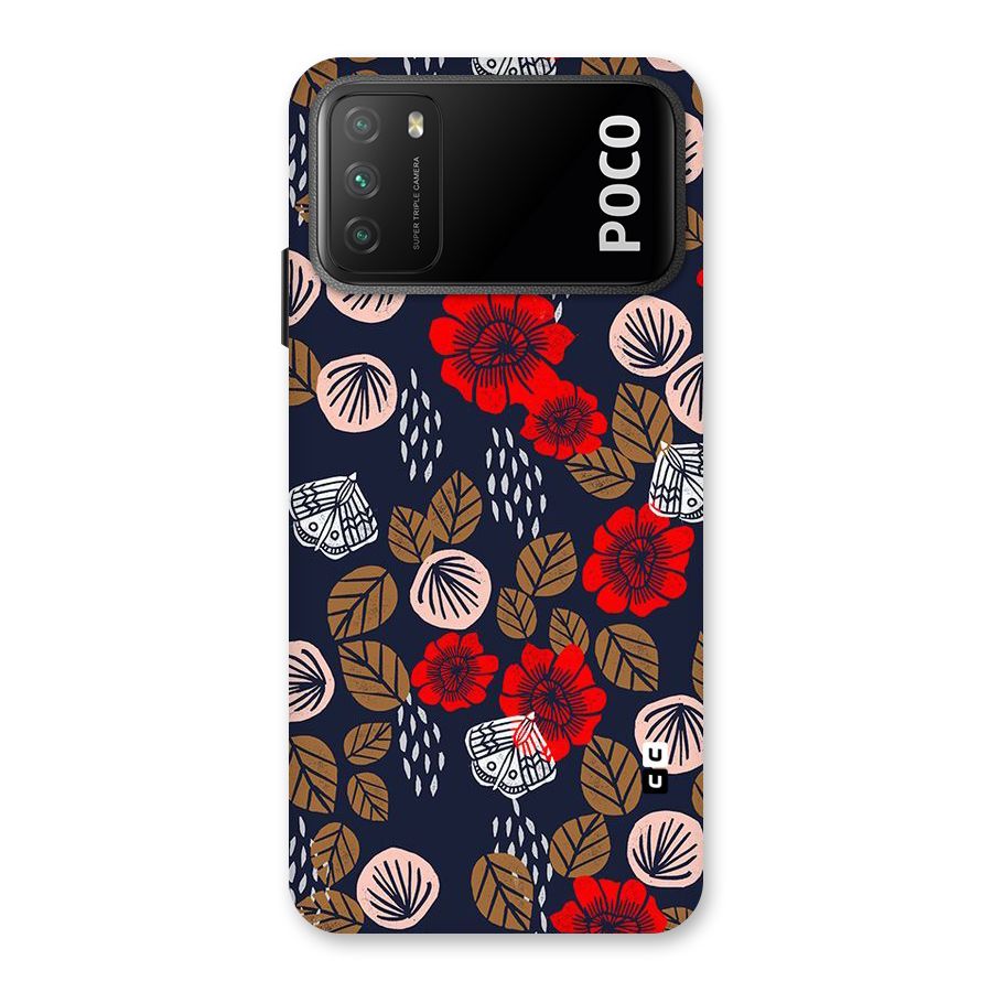 Orange Flora Back Case for Poco M3