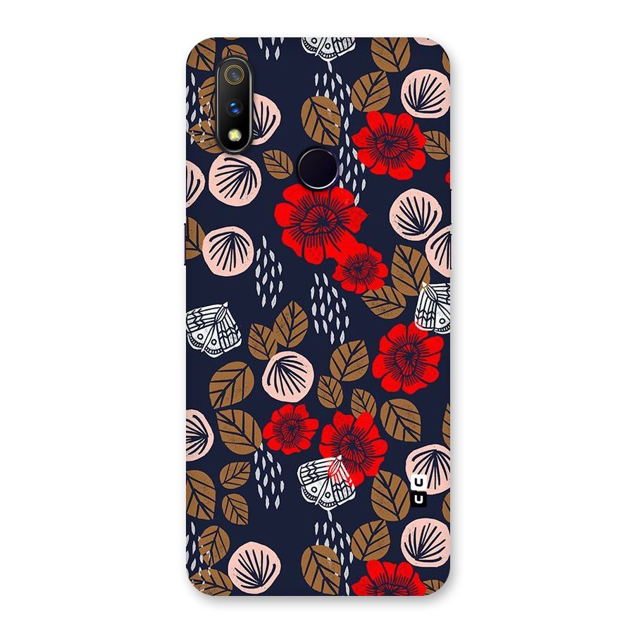 Orange Flora Back Case for Realme 3 Pro