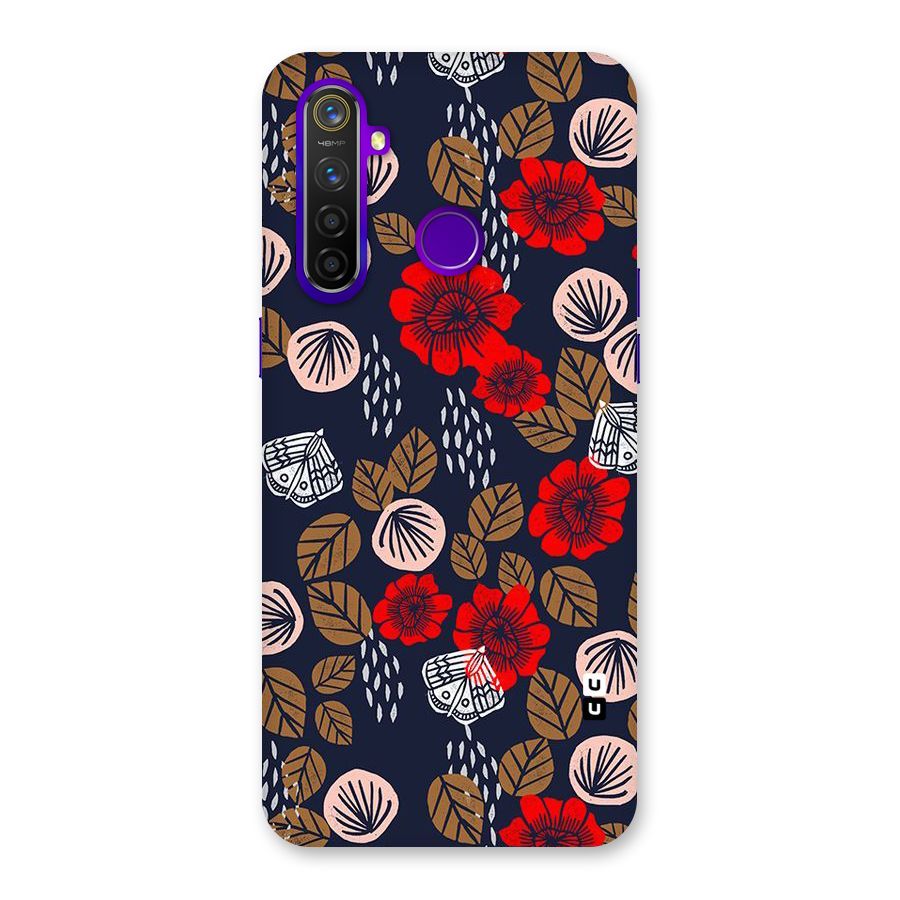 Orange Flora Back Case for Realme 5 Pro