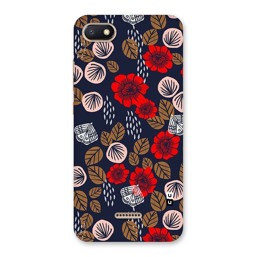 Orange Flora Back Case for Redmi 6A
