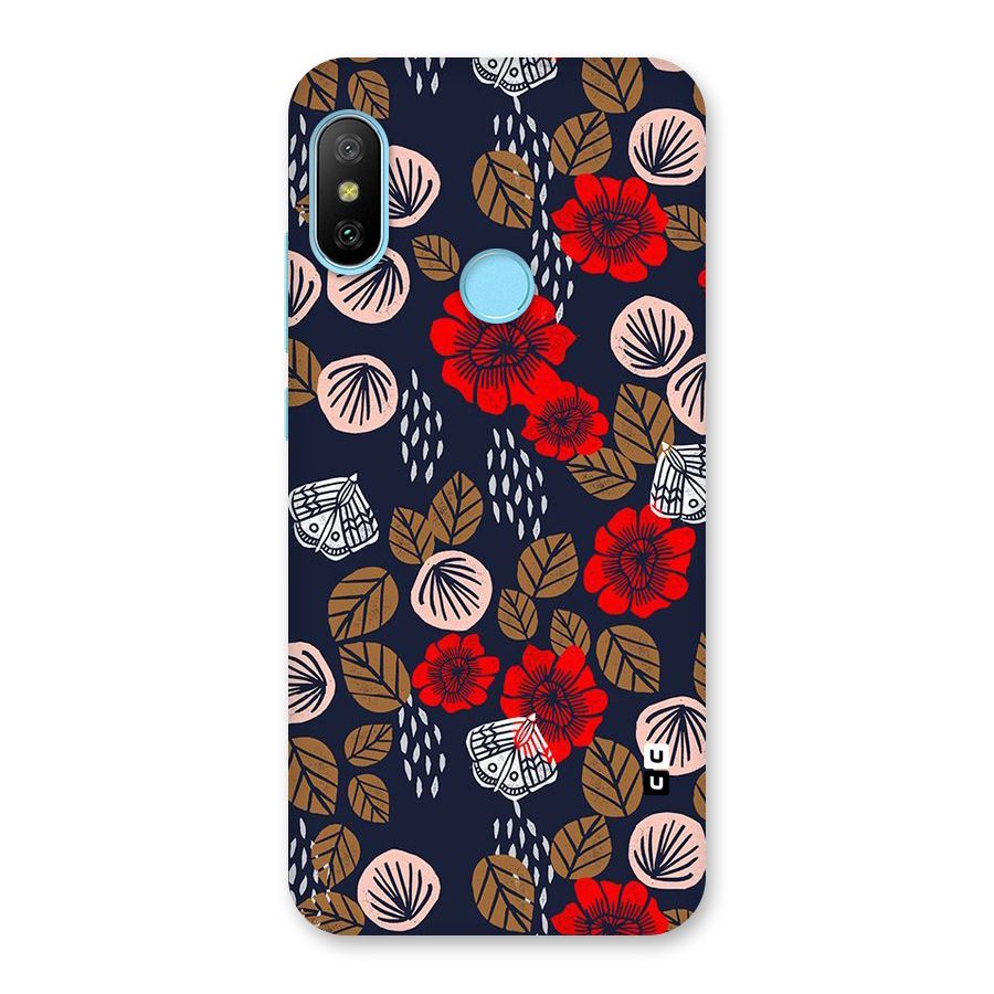 Orange Flora Back Case for Redmi 6 Pro