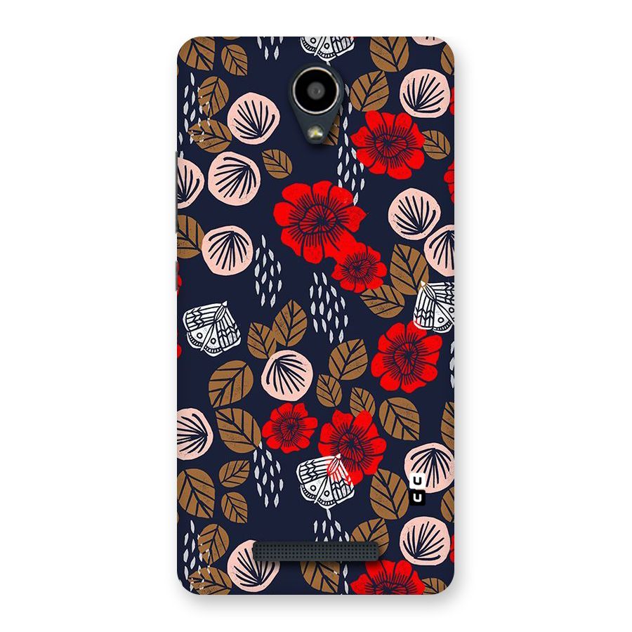 Orange Flora Back Case for Redmi Note 2