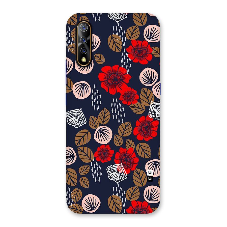 Orange Flora Back Case for Vivo S1