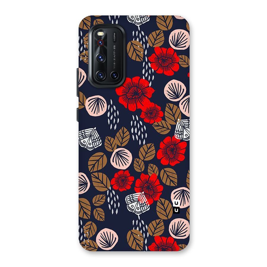 Orange Flora Back Case for Vivo V19