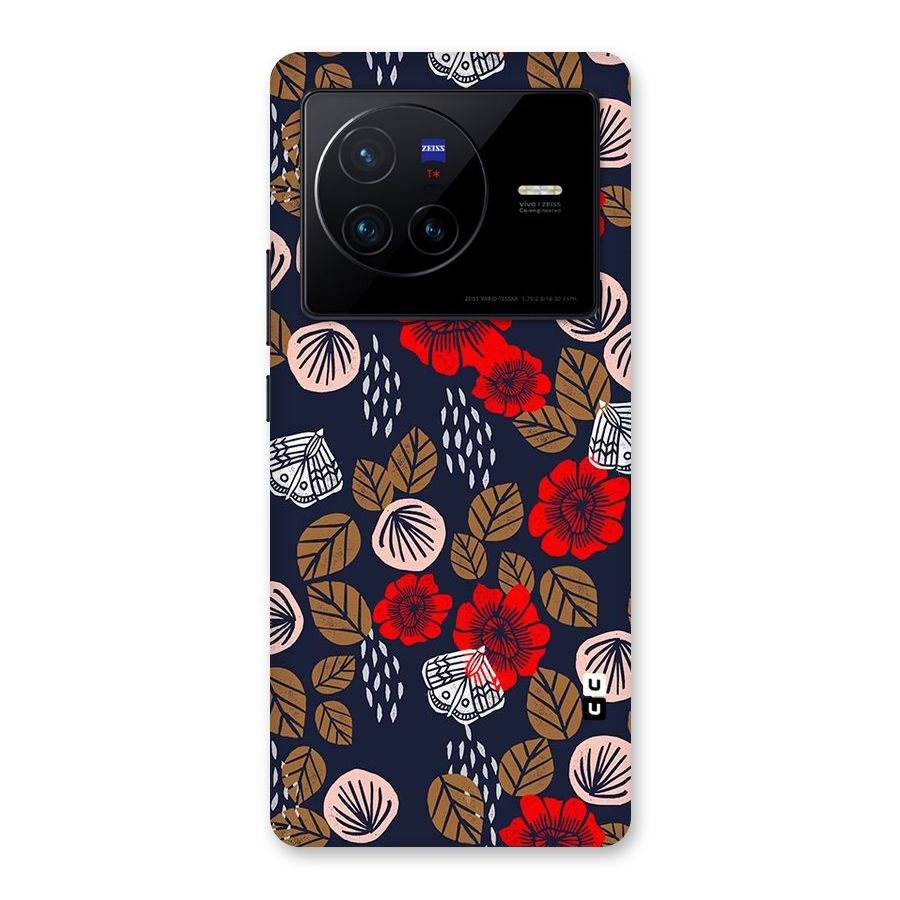 Orange Flora Back Case for Vivo X80