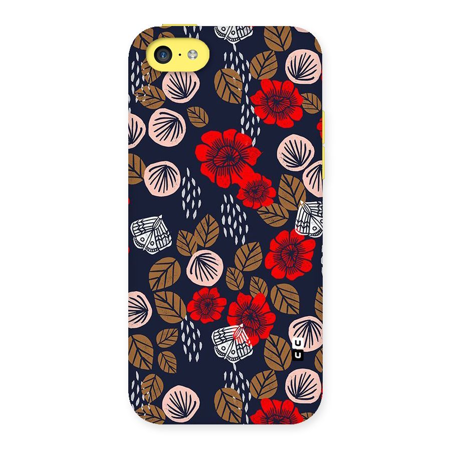 Orange Flora Back Case for iPhone 5C