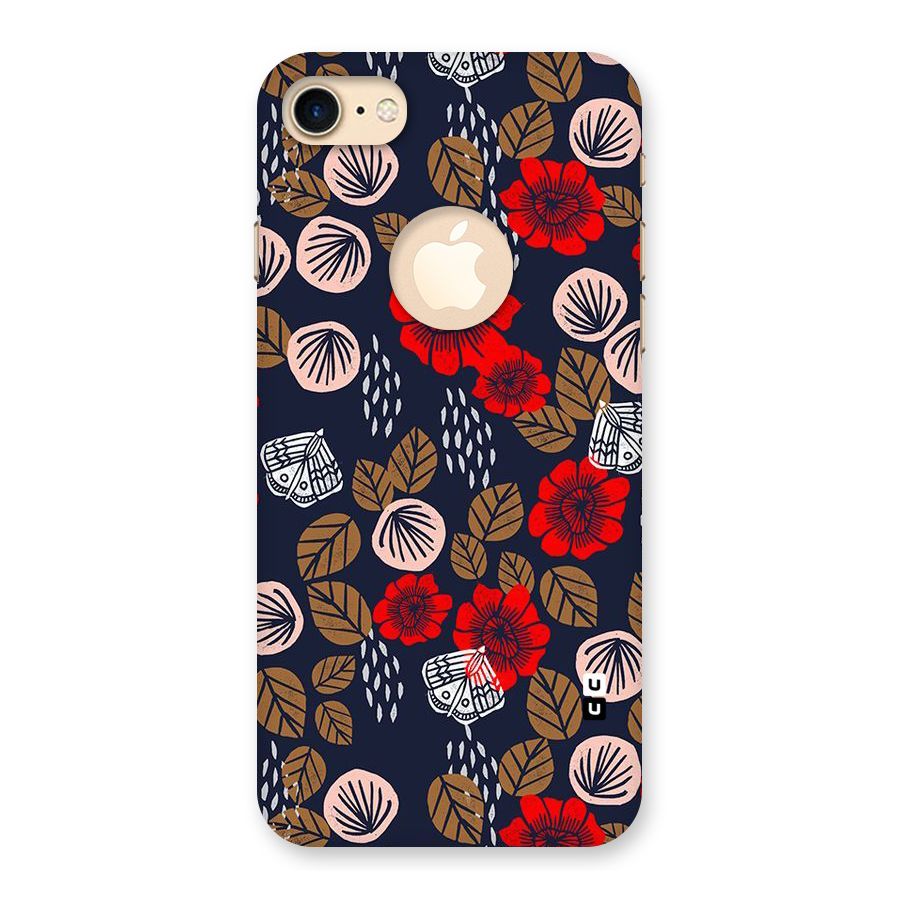Orange Flora Back Case for iPhone 7 Logo Cut
