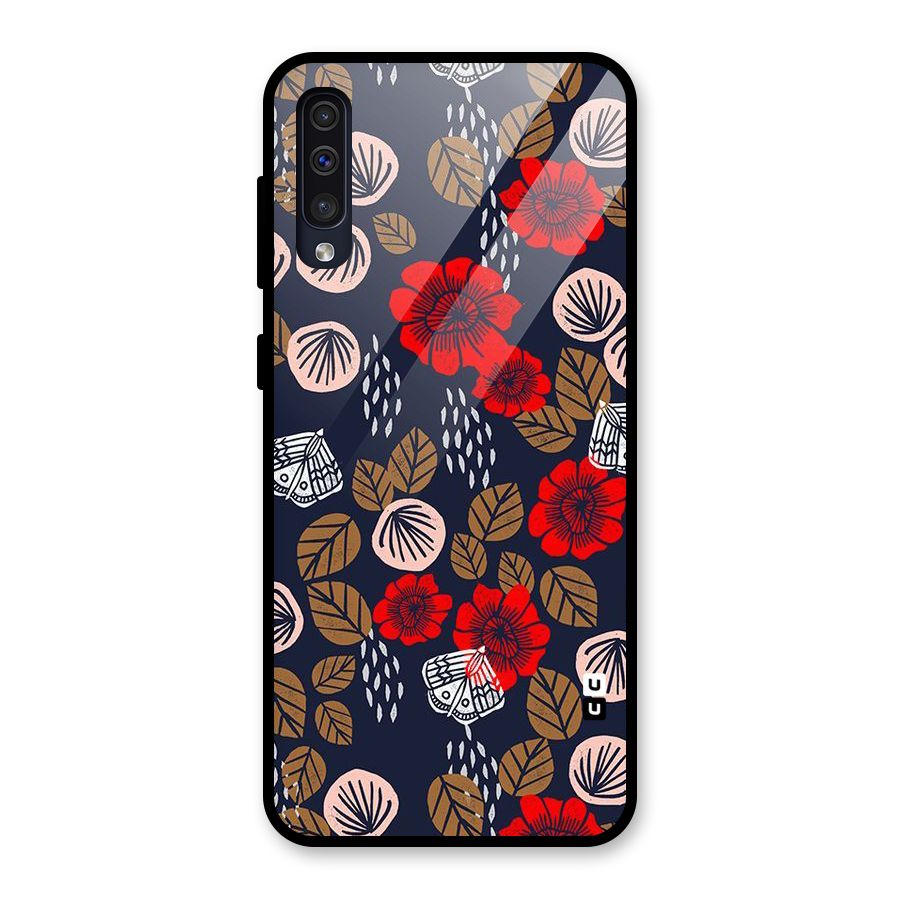 Orange Flora Glass Back Case for Galaxy A50