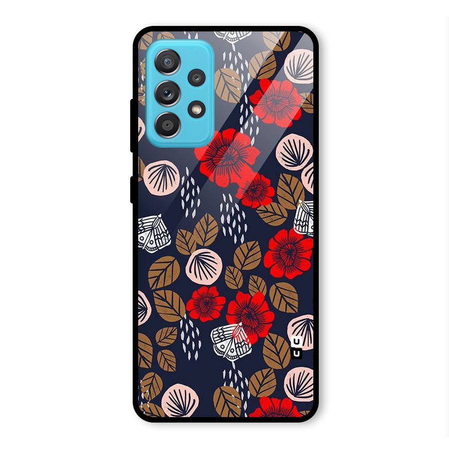 Orange Flora Glass Back Case for Galaxy A52