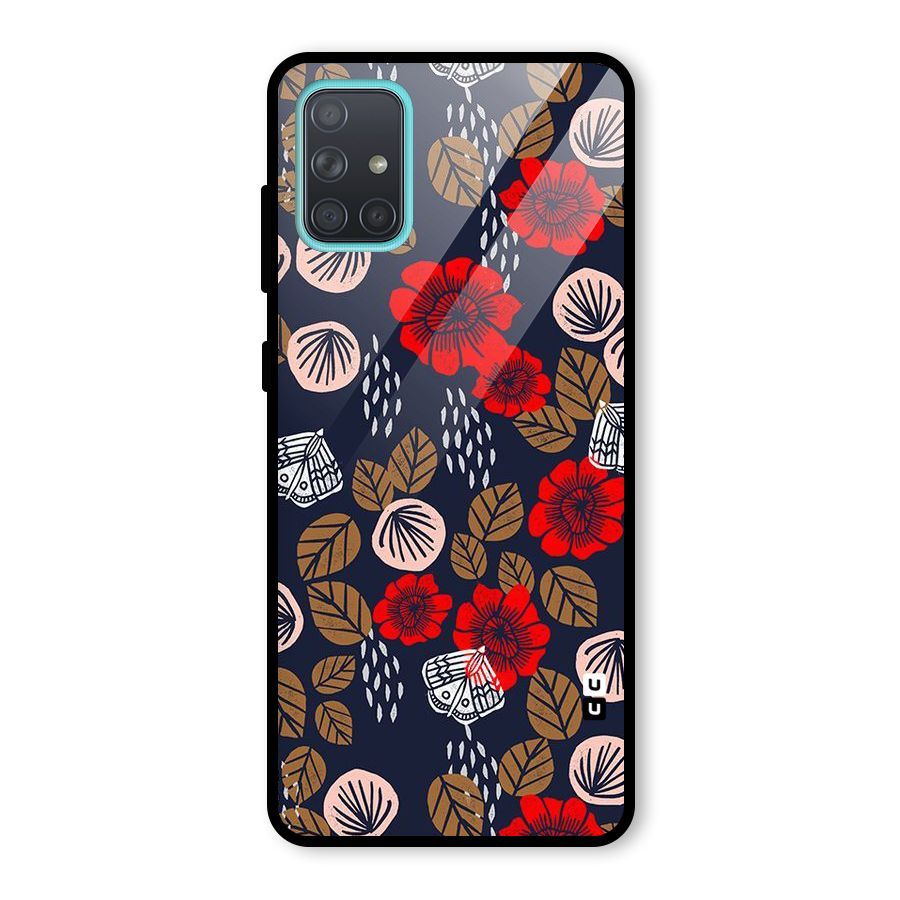 Orange Flora Glass Back Case for Galaxy A71
