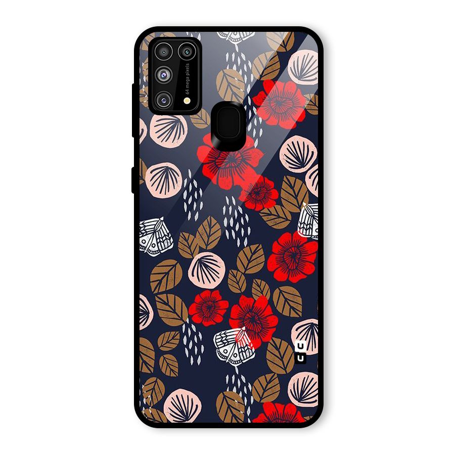 Orange Flora Glass Back Case for Galaxy F41
