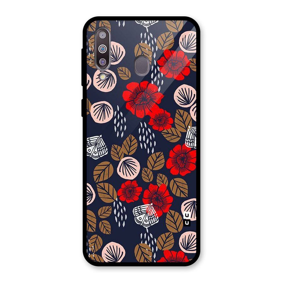 Orange Flora Glass Back Case for Galaxy M30