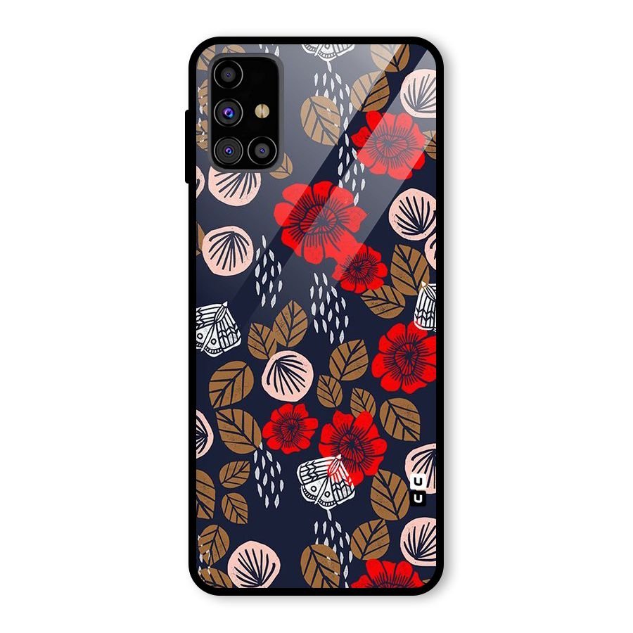 Orange Flora Glass Back Case for Galaxy M31s