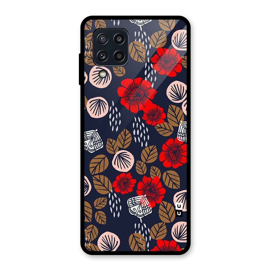Orange Flora Glass Back Case for Galaxy M32