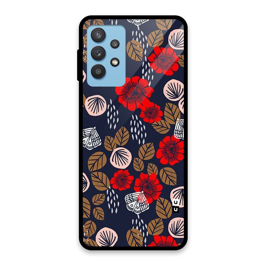 Orange Flora Glass Back Case for Galaxy M32 5G