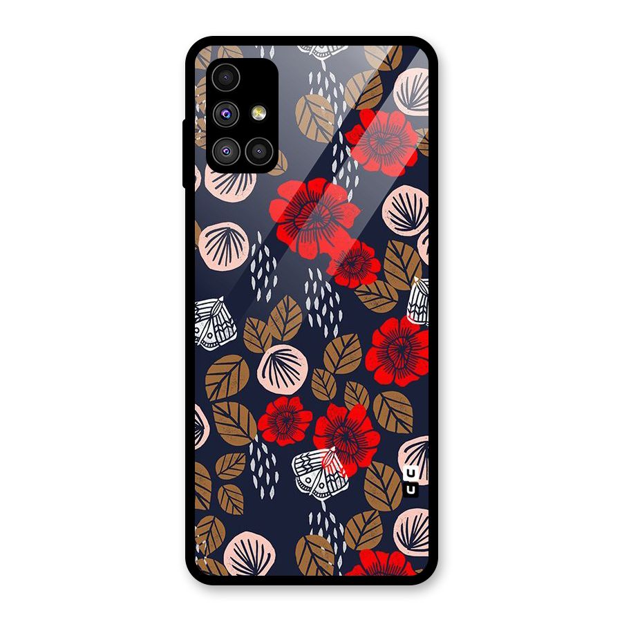 Orange Flora Glass Back Case for Galaxy M51