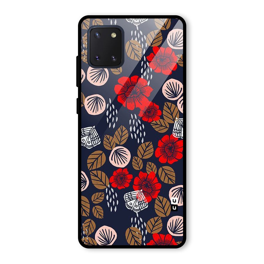 Orange Flora Glass Back Case for Galaxy Note 10 Lite