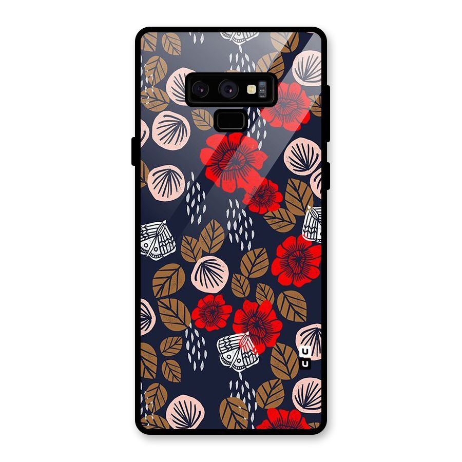 Orange Flora Glass Back Case for Galaxy Note 9