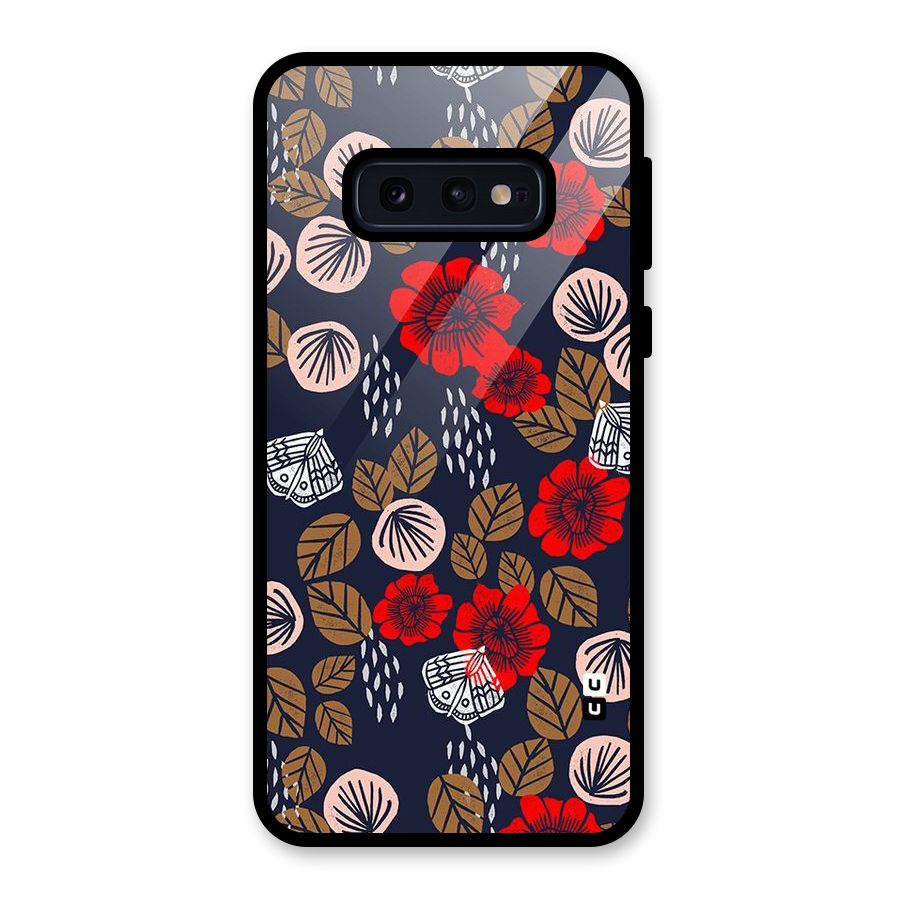 Orange Flora Glass Back Case for Galaxy S10e
