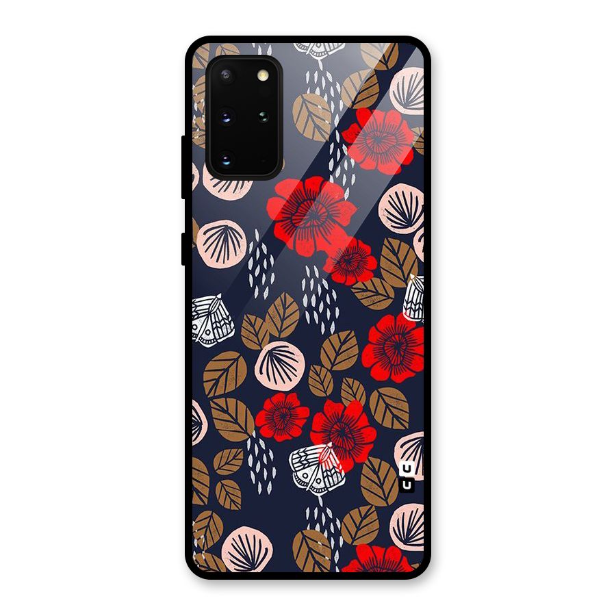 Orange Flora Glass Back Case for Galaxy S20 Plus