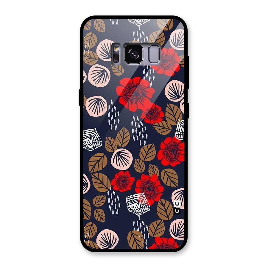 Orange Flora Glass Back Case for Galaxy S8