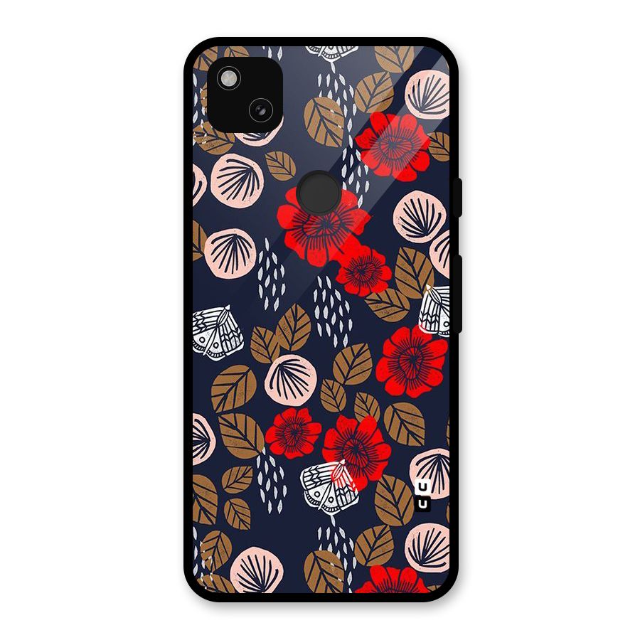 Orange Flora Glass Back Case for Google Pixel 4a