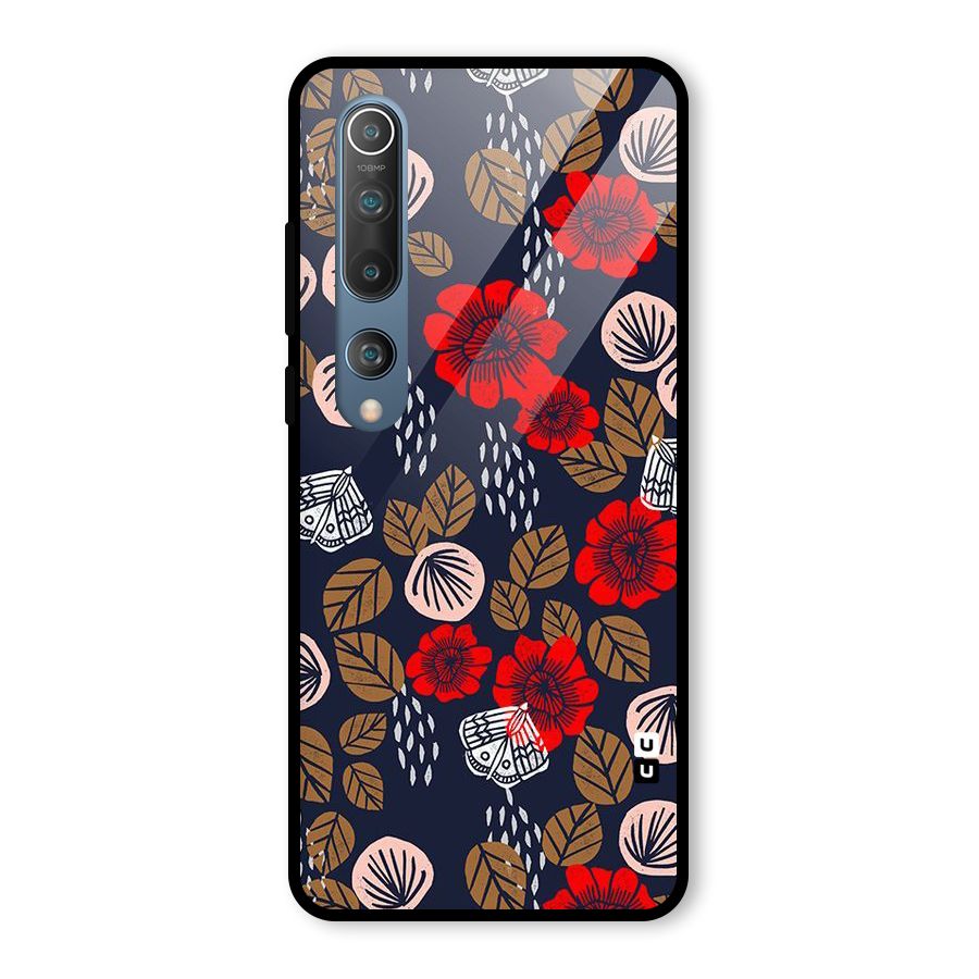 Orange Flora Glass Back Case for Mi 10