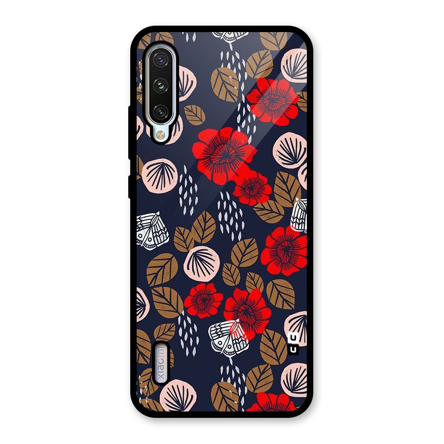 Orange Flora Glass Back Case for Mi A3