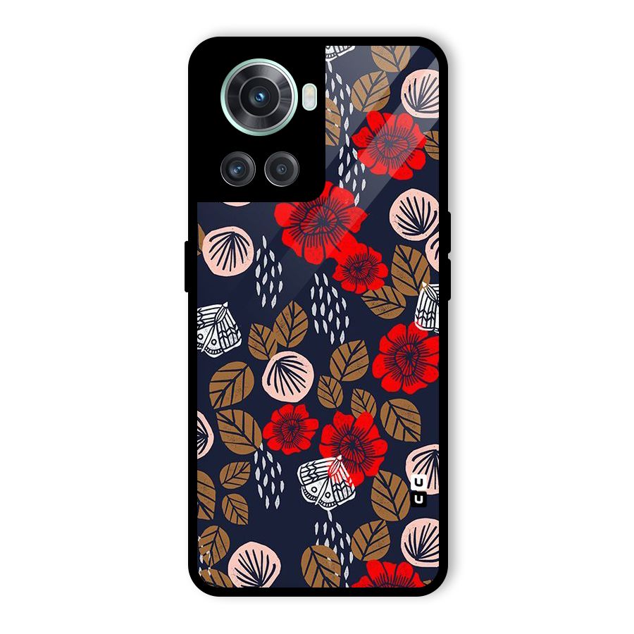 Orange Flora Glass Back Case for OnePlus 10R