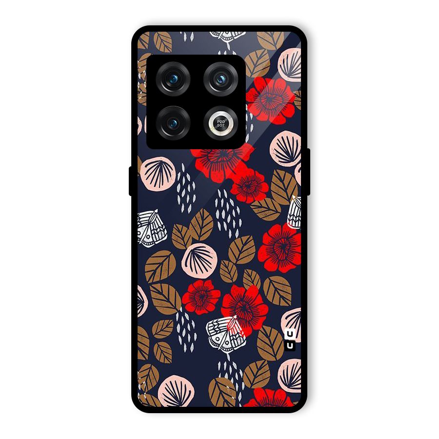 Orange Flora Glass Back Case for OnePlus 10 Pro 5G
