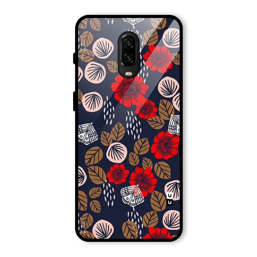 Orange Flora Glass Back Case for OnePlus 6T