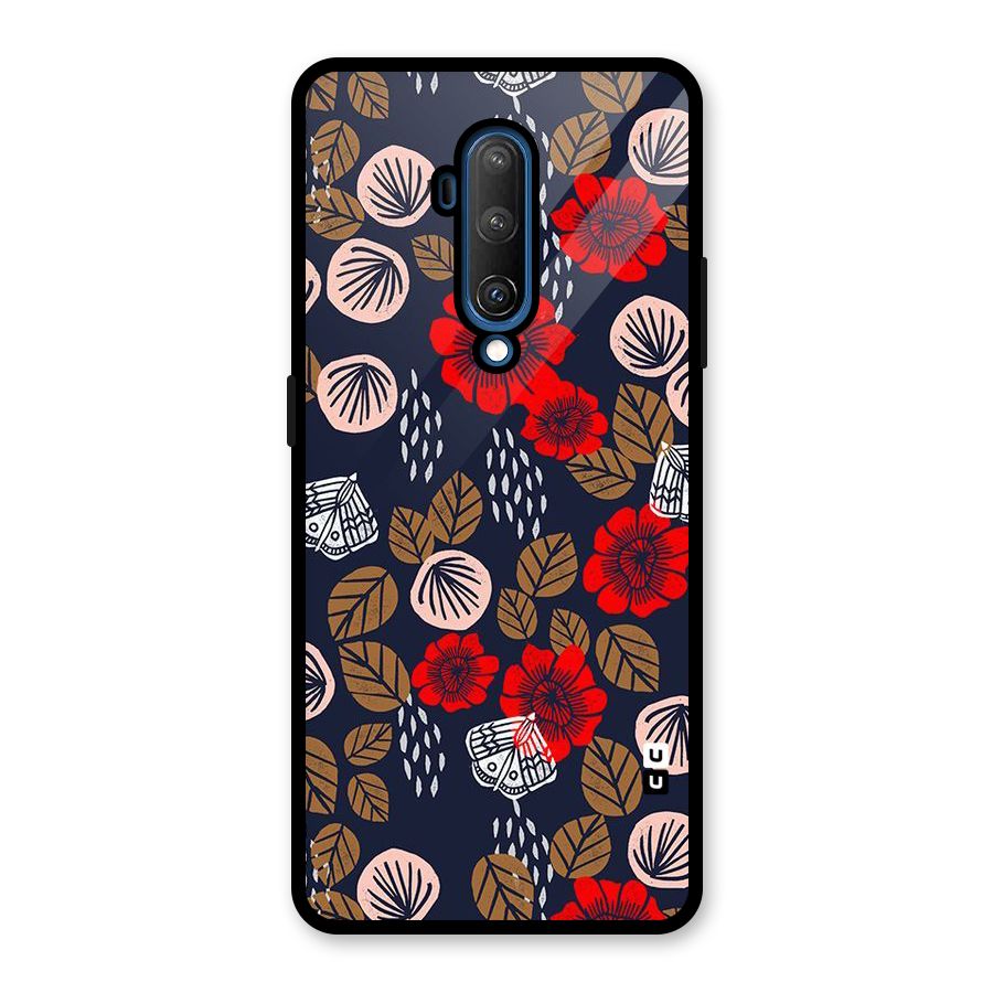 Orange Flora Glass Back Case for OnePlus 7T Pro