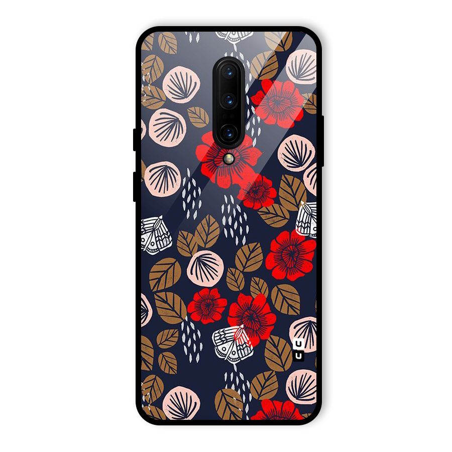 Orange Flora Glass Back Case for OnePlus 7 Pro