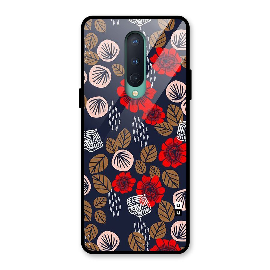 Orange Flora Glass Back Case for OnePlus 8