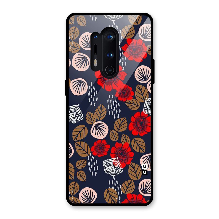 Orange Flora Glass Back Case for OnePlus 8 Pro
