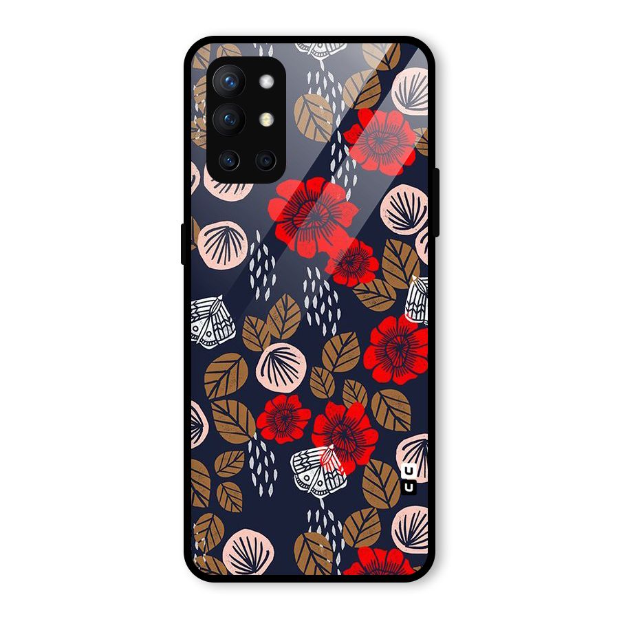 Orange Flora Glass Back Case for OnePlus 9R