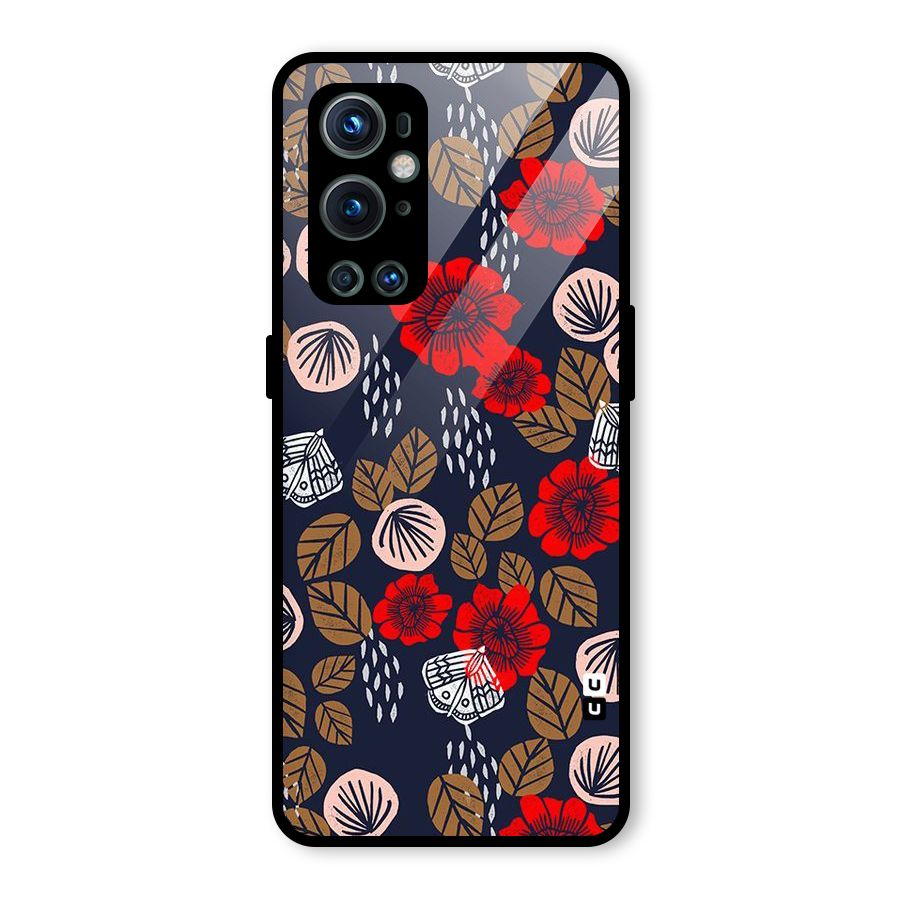 Orange Flora Glass Back Case for OnePlus 9 Pro
