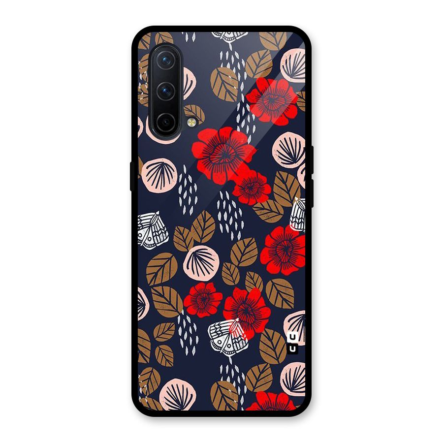 Orange Flora Glass Back Case for OnePlus Nord CE 5G