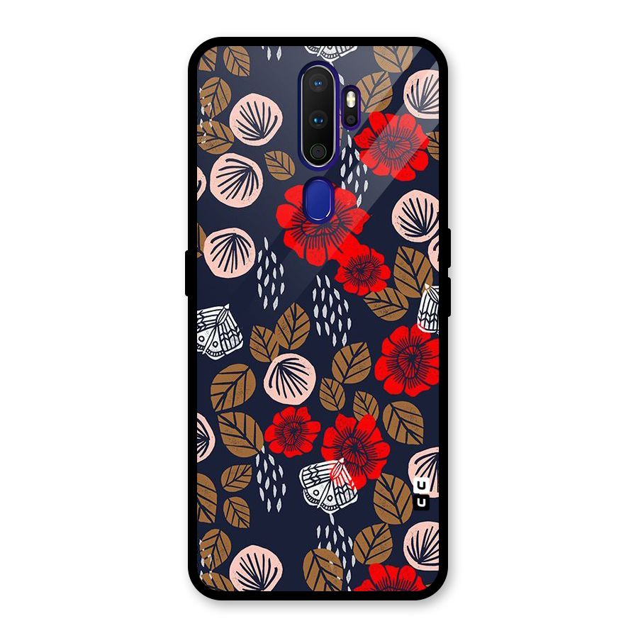 Orange Flora Glass Back Case for Oppo A9 (2020)
