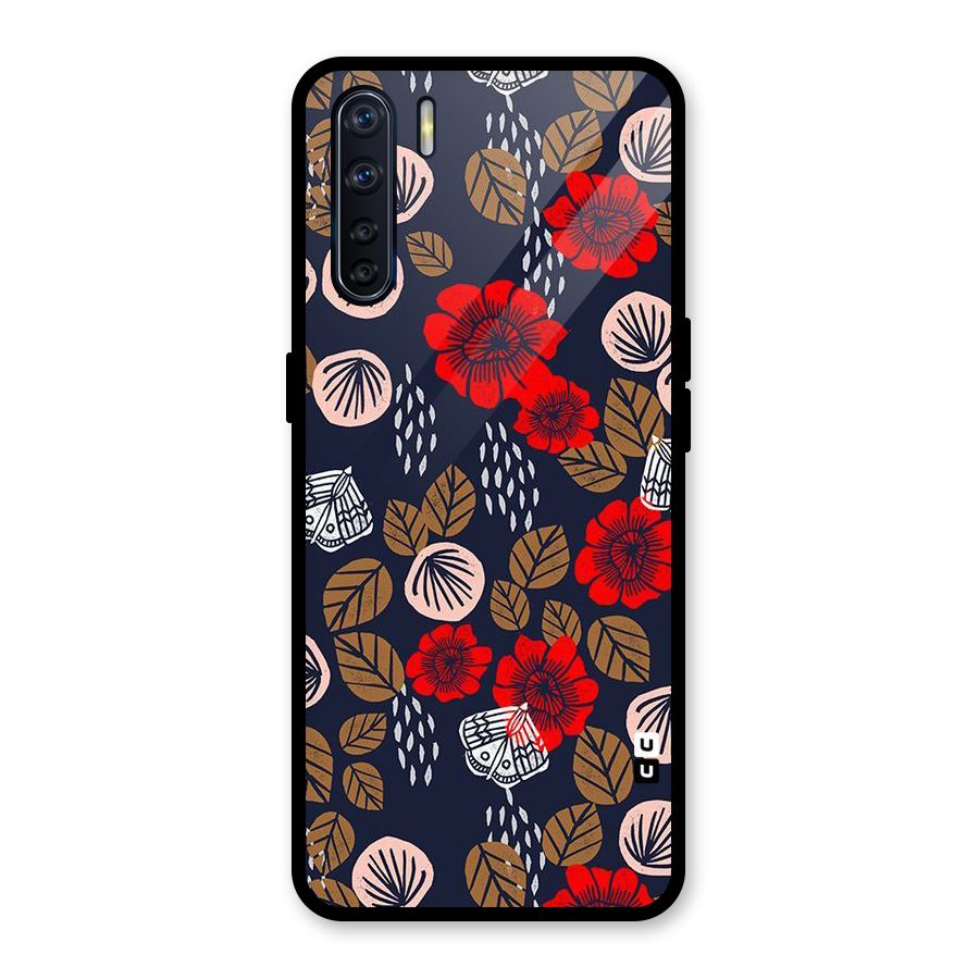 Orange Flora Glass Back Case for Oppo F15