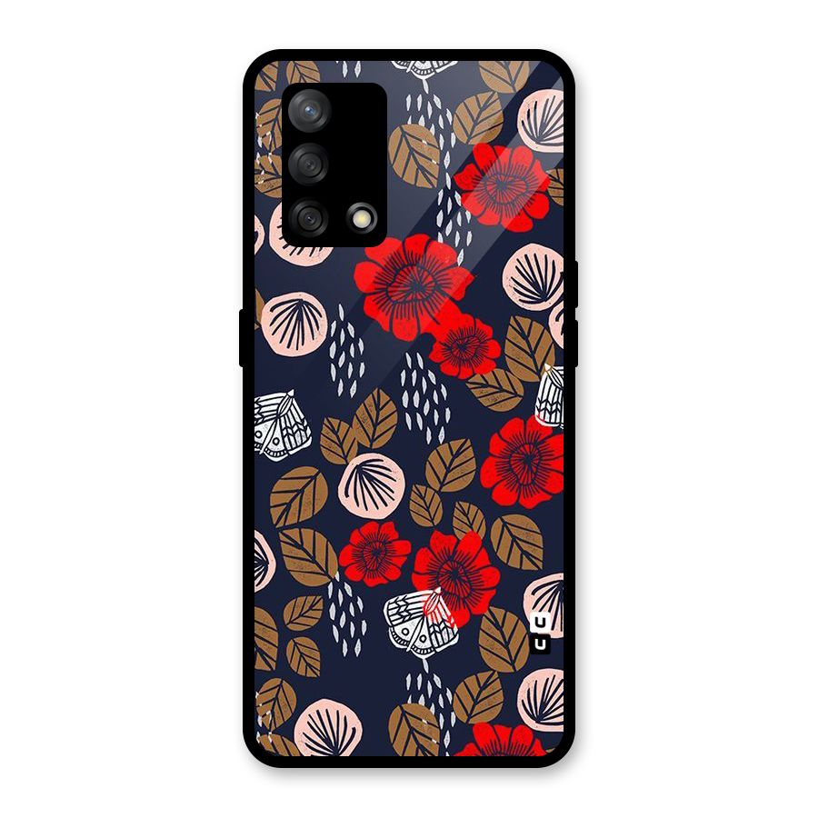 Orange Flora Glass Back Case for Oppo F19