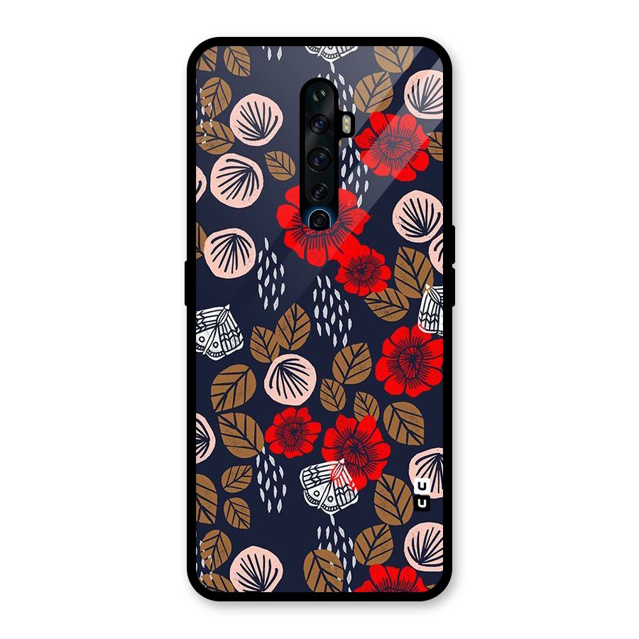 Orange Flora Glass Back Case for Oppo Reno2 Z